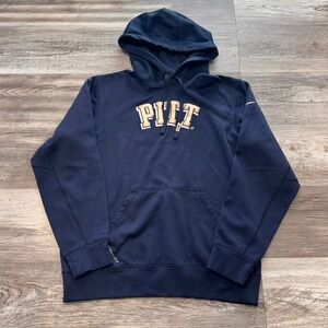 Nike Pittsburgh Pitt Panthers Blue Mens S Therma Fit Mini Swoosh Pullover Hoodie